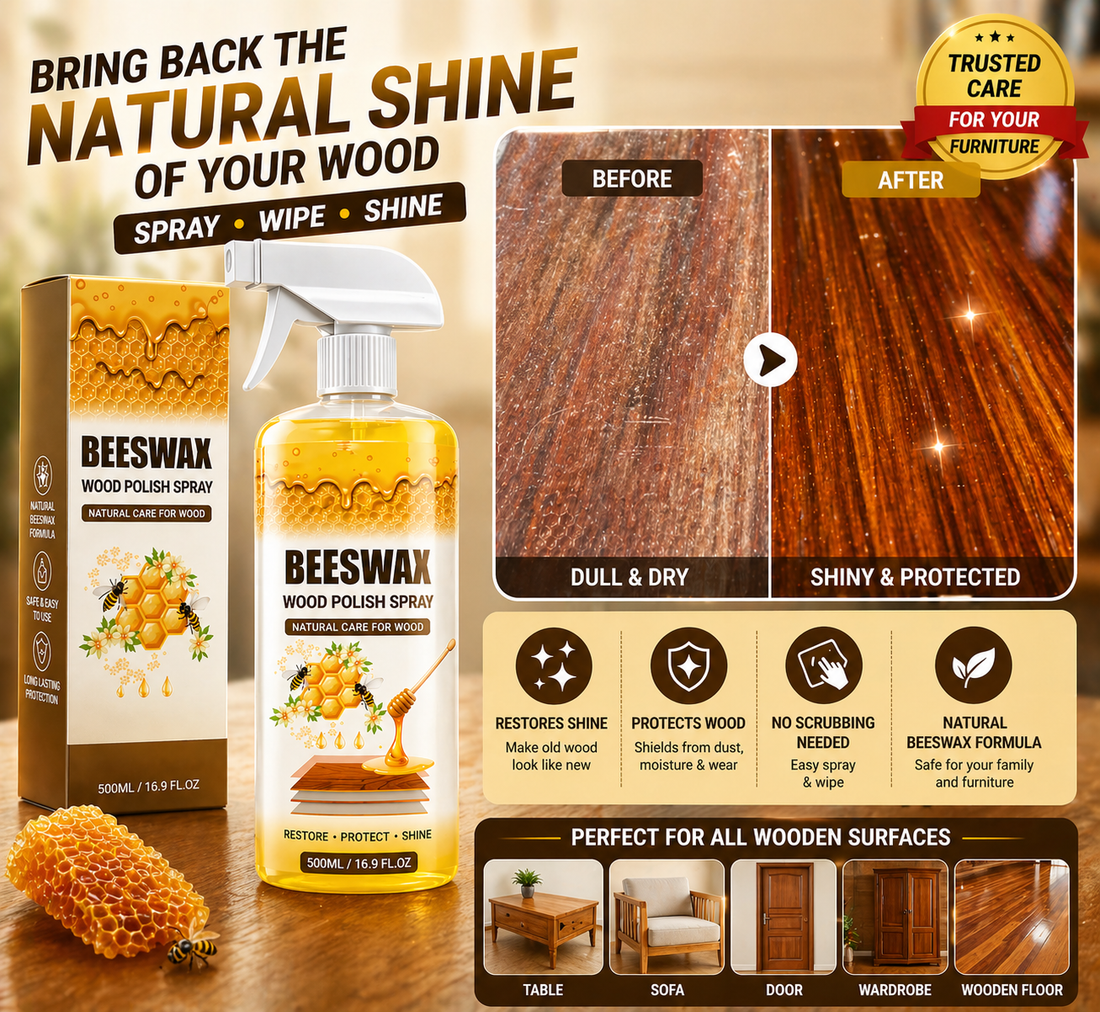 Beeswax Wood Polish Spray | Restore Shine Protect Furniture | BUY 1 GET 1 FREE!