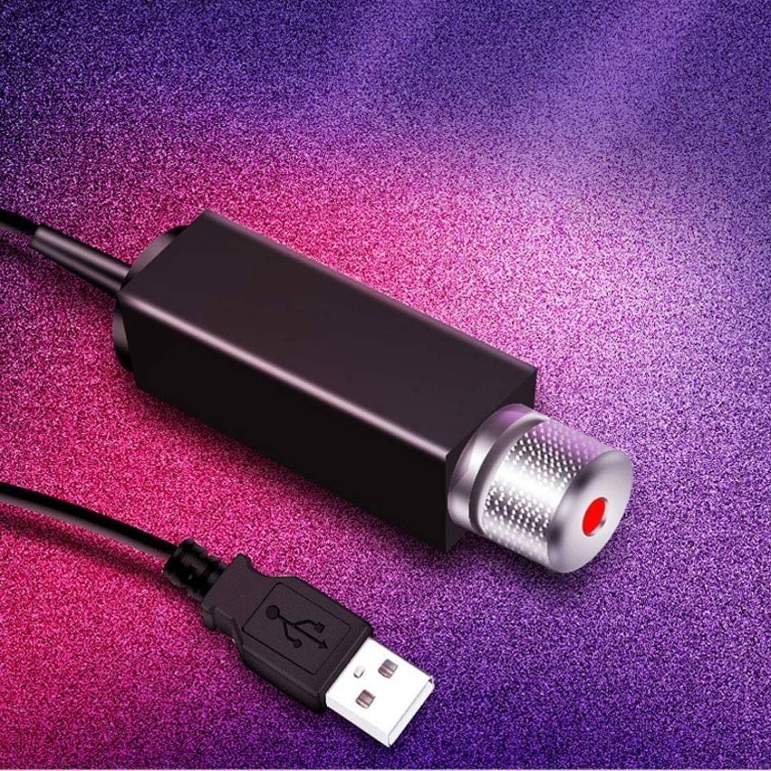 USB Car Star Ceiling Light Sky Projection Lamp (Red)