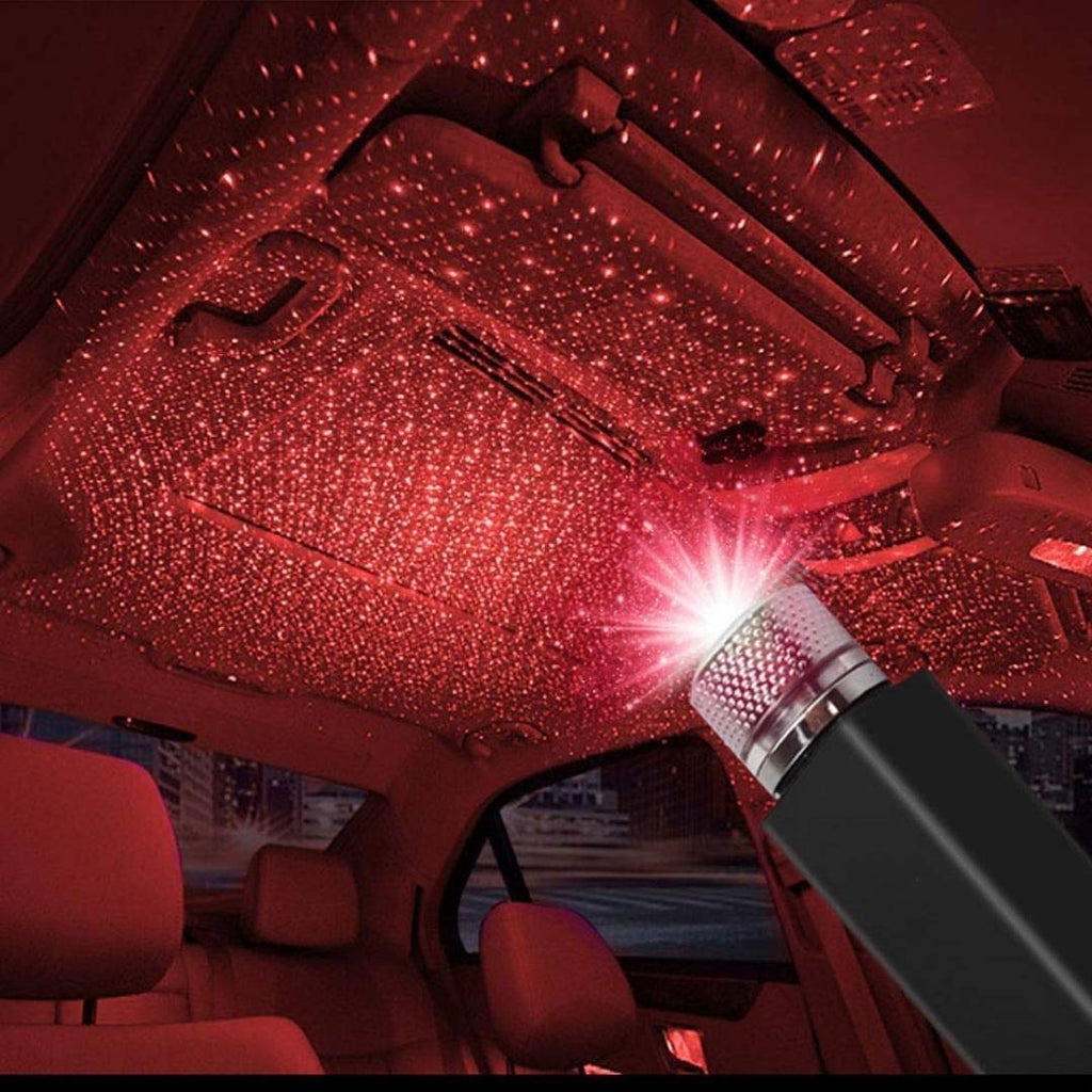 USB Car Star Ceiling Light Sky Projection Lamp (Red)