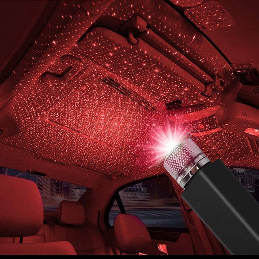 USB Car Star Ceiling Light Sky Projection Lamp (Red)