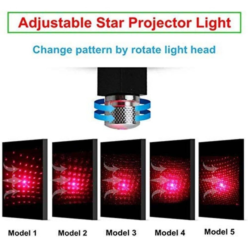 USB Car Star Ceiling Light Sky Projection Lamp (Red)